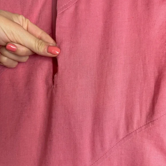 NWT Zara Pink Linen Blend Midi Dress Sz Small Side Slits Boho Chic - Picture 16 of 16